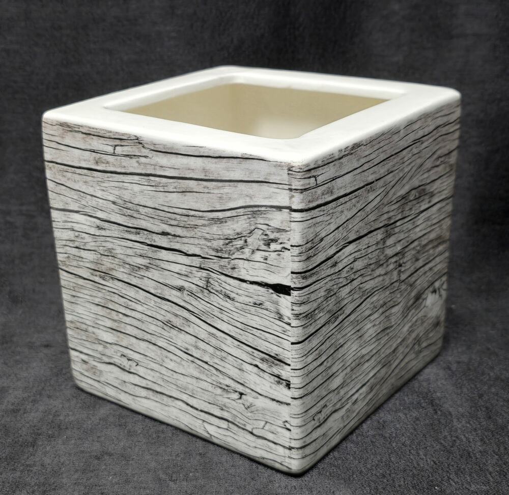 Ceramic Wood Look Planter Cache Pot Vase Holder